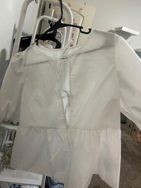 White Peplum Tie-Front Blouse